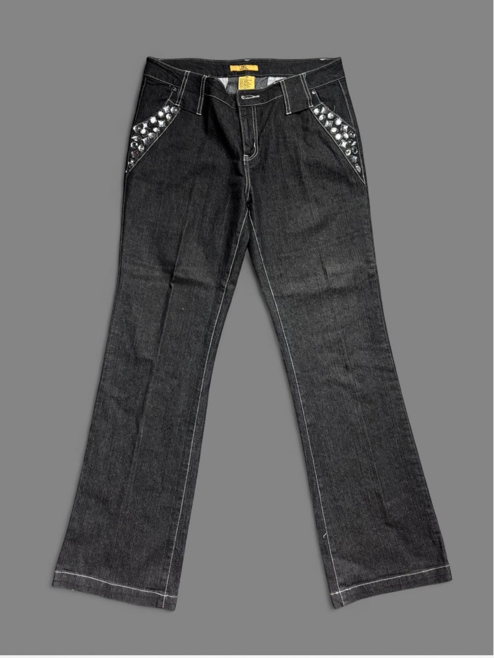 Y2K Drama Gold Black bling Pocket Women's Jeans